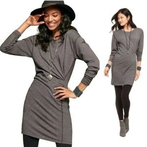CAbi Put On Dress Obsidian Long Sleeve Sweatshirt Dress Ruched Style # 3650